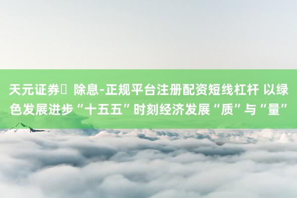 天元证券‌除息-正规平台注册配资短线杠杆 以绿色发展进步“十五五”时刻经济发展“质”与“量”